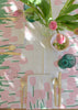 Pink + green Tulips linen tablecloth