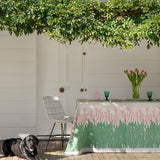 Pink + green Tulips linen napkins (set of 4)