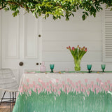 Pink + green Tulips linen napkins (set of 4)