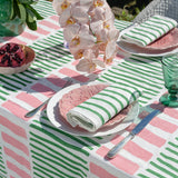 Green Turkish stripe linen napkins (set of 4)