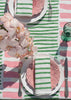 Green + pink Turkish stripe linen tablecloth