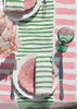 Green + pink Turkish stripe linen tablecloth