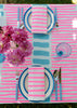 Highlighter pink + pale blue Turkish stripe linen tablecloth