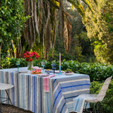 Blue Tuxedo Stripe linen tablecloth