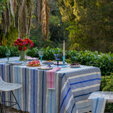 Blue Tuxedo stripe linen napkins (set of 4)