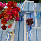 Blue Tuxedo stripe linen napkins (set of 4)