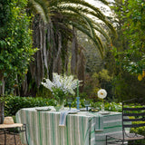 Green Tuxedo Stripe linen tablecloth
