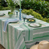 Green Tuxedo Stripe linen tablecloth