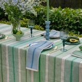 Green Tuxedo Stripe linen tablecloth