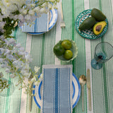Green Tuxedo Stripe linen tablecloth