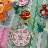 Green Tuxedo Stripe linen tablecloth