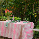 Pink Tuxedo Stripe linen tablecloth