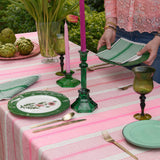 Pink Tuxedo Stripe linen tablecloth