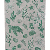 Green Under the Sea linen tea towel (Natural and off-white)
