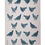 Navy Chooks linen tea towel (Natural and off-white)