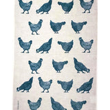 Navy Chooks linen tea towel (Natural and off-white)