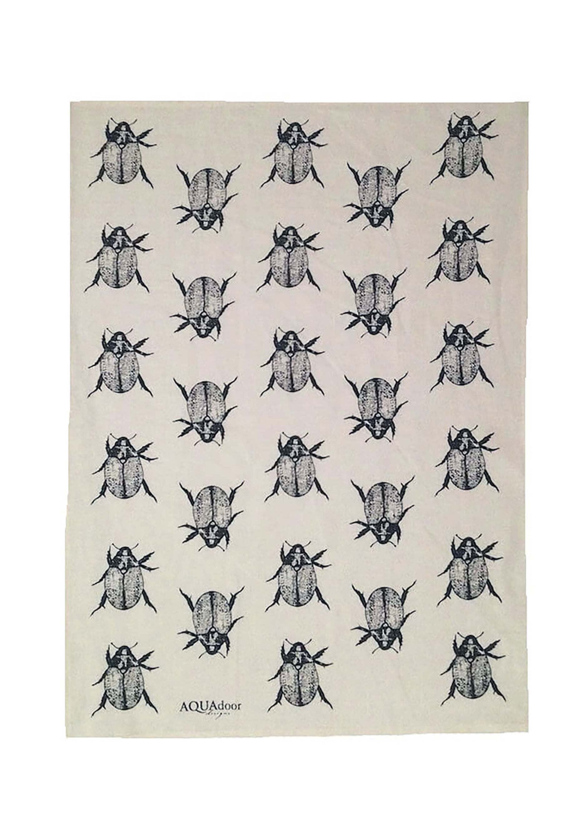 Black Christmas Beetle linen tea towel (Natural and off-white)