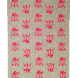 Neon pink Christmas Beetle linen tea towel (Natural and off-white)