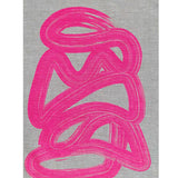 Highlighter pink Graffiti linen tea towel (Natural and off-white)