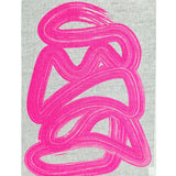 Highlighter pink Graffiti linen tea towel (Natural and off-white)
