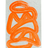 Neon orange Graffiti linen tea towel (Natural and off-white)