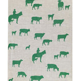 Green Muster linen tea towel (Natural and off-white)