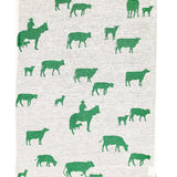 Green Muster linen tea towel (Natural and off-white)