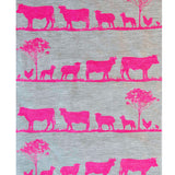 Highlighter pink Paddock linen tea towel (Natural and off-white)