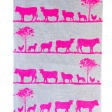 Highlighter pink Paddock linen tea towel (Natural and off-white)