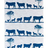 Navy Paddock linen tea towel (Natural and off-white)