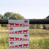 Red Paddock linen tea towel (Natural and off-white)