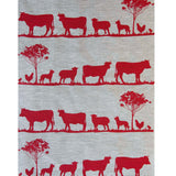 Red Paddock linen tea towel (Natural and off-white)