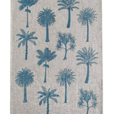 Chambray blue Palms linen tea towel (Natural and off-white)
