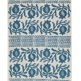 Blue Pomegranate linen tea towel (Natural and off-white)