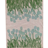 Duckegg + green Tulips linen tea towel (Natural and off-white)