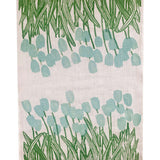 Duckegg + green Tulips linen tea towel (Natural and off-white)